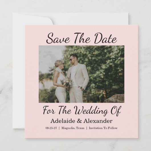 Elegante Script Trouwfoto Save The Date (Voorkant)