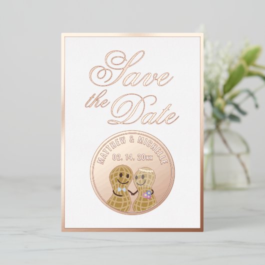 Elegante Script Trouwfoto Save The Date Folie Uitnodiging (Staand Voorkant)