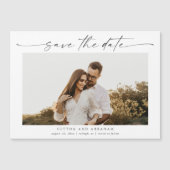 Elegante Script Trouwfoto Save the Date Magneet (Voorkant)