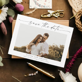 Elegante Script Trouwfoto Save the Date Magneet