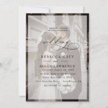 Elegante script trouwfoto uitnodiging
