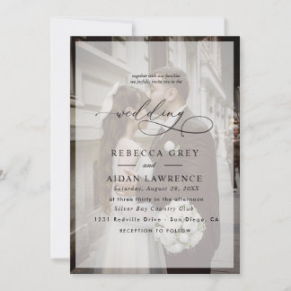 Elegante script trouwfoto uitnodiging