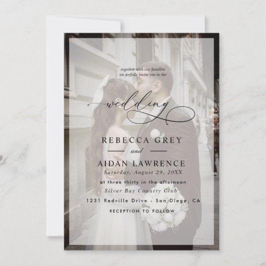 Elegante script trouwfoto uitnodiging (Voorkant)