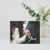 Elegante script trouwkaart bedankkaart briefkaart (Staand voorkant)