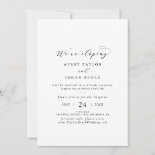 Elegante script trouwreceptie uitnodiging
