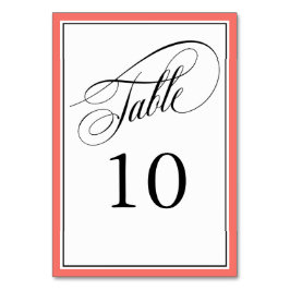 Elegante Script Trouwtafel Nummers Koraal Kaart