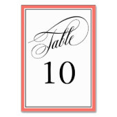 Elegante Script Trouwtafel Nummers Koraal Kaart (Achterkant)