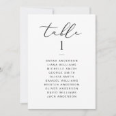 Elegante script trouwzaalstoelindeling kaart (Voorkant)