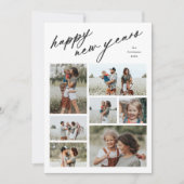 Elegante Script Typografie 7 Foto Nieuwjaar Feestdagenkaart (Voorkant)