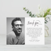 Elegante script typografie Aangepaste foto & beric Bedankkaart (Staand voorkant)