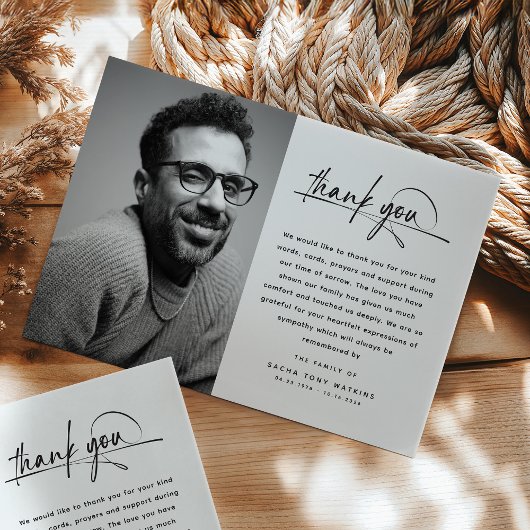 Elegante script typografie Aangepaste foto & beric Bedankkaart