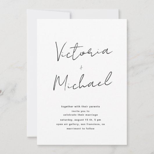 Elegante Script Typografie Bruiloft Uitnodiging (Voorkant)