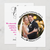 Elegante script typografie dank je bruiloft foto bedankkaart (Voorkant / Achterkant)