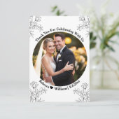 Elegante script typografie dank je bruiloft foto bedankkaart (Staand voorkant)