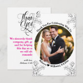 Elegante script typografie dank je bruiloft foto bedankkaart (Voorkant / Achterkant)