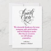 Elegante script typografie dank je wel trouwfoto bedankkaart (Achterkant)