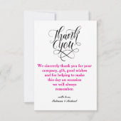 Elegante script typografie dank je wel trouwfoto bedankkaart (Achterkant)