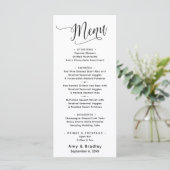 Elegante Script Typografie Eenvoudig Wit Menu (Staand voorkant)