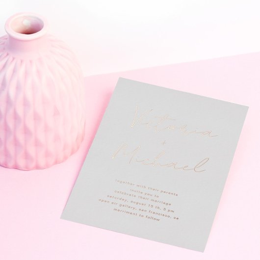 Elegante Script Typografie Folie Bruiloft Uitnodiging