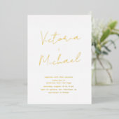 Elegante script typografie folie trouwkaart uitnodiging (Staand Voorkant)