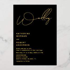 elegante script typografie folie trouwkaart  uitnodiging