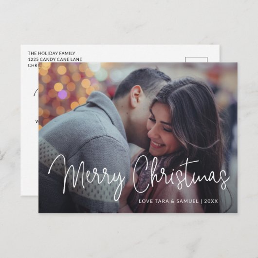 Elegante Script Typografie Foto Modern Kerstmis Feestdagenkaart (Voorkant / Achterkant)