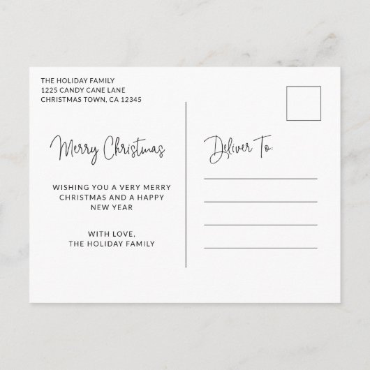 Elegante Script Typografie Foto Modern Kerstmis Feestdagenkaart (Achterkant)