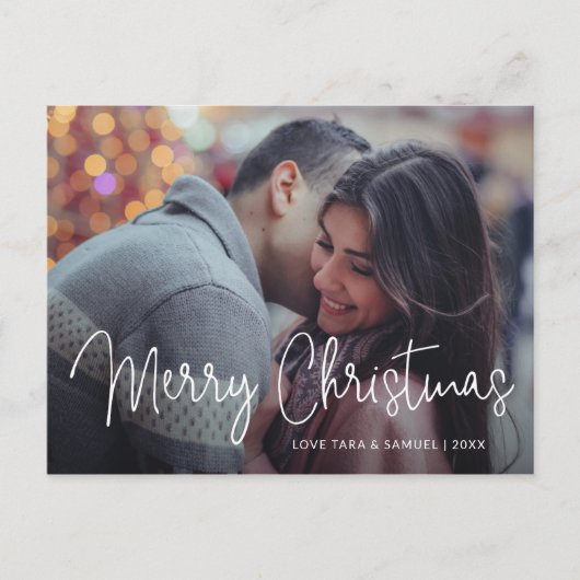 Elegante Script Typografie Foto Modern Kerstmis Feestdagenkaart (Voorkant)
