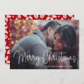 Elegante Script Typografie Foto Modern Kerstmis Feestdagenkaart (Voorkant / Achterkant)