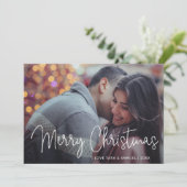 Elegante Script Typografie Foto Modern Kerstmis Feestdagenkaart (Staand voorkant)