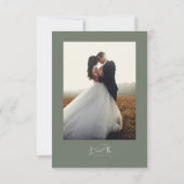 Elegante Script Typografie Groene bruiloft Bedankkaart (Achterkant)