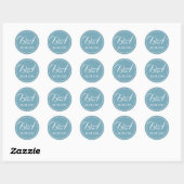 Elegante script typografie initialen blauw bruilof ronde sticker (Vel)