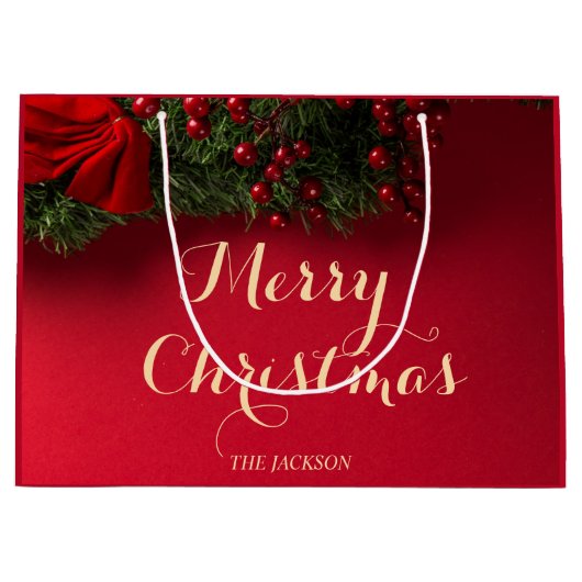 Elegante Script Typografie Kerstvakantie Groot Cadeauzakje (Voorkant)