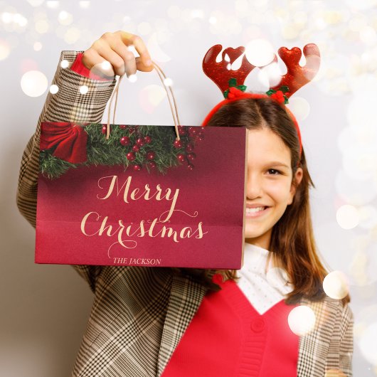 Elegante Script Typografie Kerstvakantie Groot Cadeauzakje