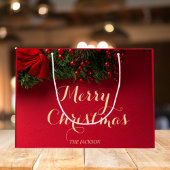 Elegante Script Typografie Kerstvakantie Groot Cadeauzakje