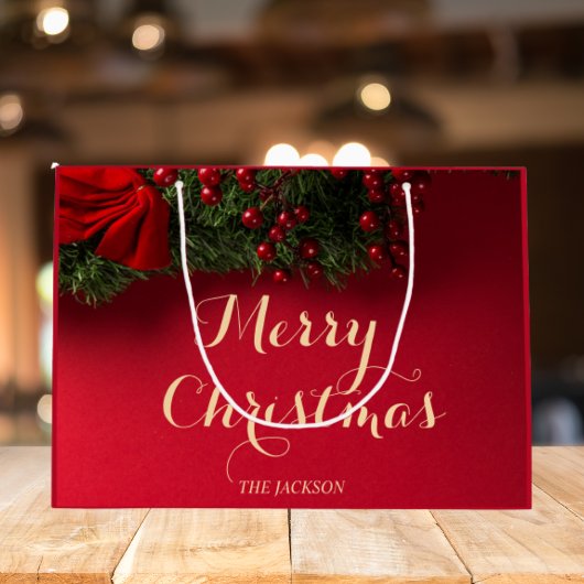 Elegante Script Typografie Kerstvakantie Groot Cadeauzakje