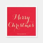 Elegante Script Typografie Merry Christmas Red Servet (Voorkant)