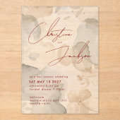 Elegante Script Typografie Moderne Crème Huwelijk Acryl Uitnodigingen (Voorkant)