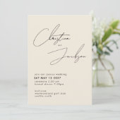 Elegante Script Typografie Moderne Crème Huwelijk Kaart (Staand voorkant)