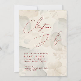 Elegante Script Typografie Moderne Crème Huwelijk Kaart