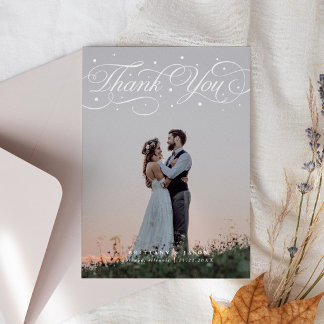 Elegante Script Typografie Stippen Trouwfoto Bedankkaart