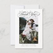 Elegante Script Typografie Stippen Trouwfoto Wit Bedankkaart (Voorkant)