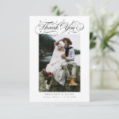 Elegante Script Typografie Stippen Trouwfoto Wit Bedankkaart (Staand voorkant)