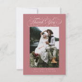 Elegante script typografie stippen trouwroze bedankkaart (Voorkant)