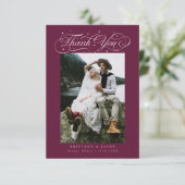Elegante Script Typografie Stippen Wedding Cranber Bedankkaart (Staand voorkant)