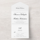 Elegante Script Typografie Zwart Witte Bruiloft All In One Uitnodiging (Binnen)