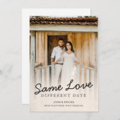 Elegante Script Uitgestelde Huwelijksaankondiging Aankondiging (Voorkant / Achterkant)
