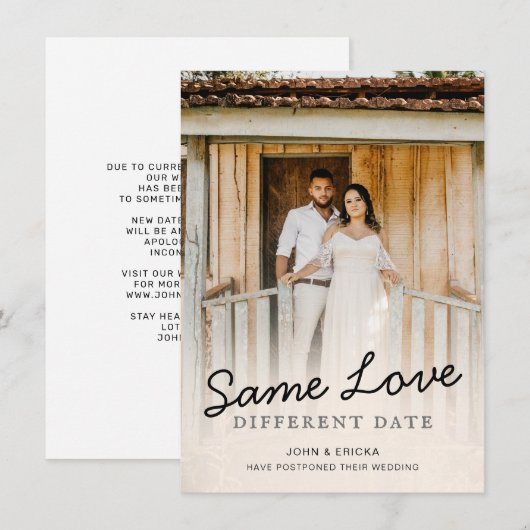 Elegante Script Uitnodiging Verloving Uitgesteld (Voorkant / Achterkant)