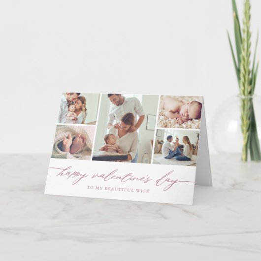 Elegante Script Valentijnsdag Fotocollage Kaart (Voorkant)