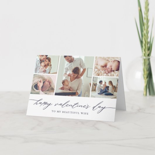 Elegante Script Valentijnsdag Fotocollage Kaart (Voorkant)